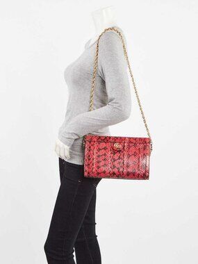 Gucci Red Snakeskin Ophidia Small Shoulder Bag